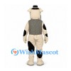 Dog Mascot Costume with Black Eye Patch Checkered Vest and Hat