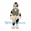 Dog Mascot Costume with Black Eye Patch Checkered Vest and Hat