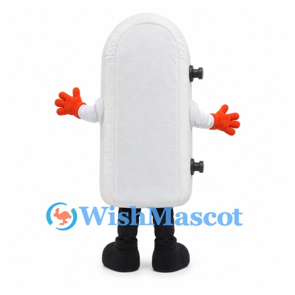 Bathtub Mascot Costume in White and Blue with Red Gloves