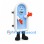 Bathtub Mascot Costume in White and Blue with Red Gloves