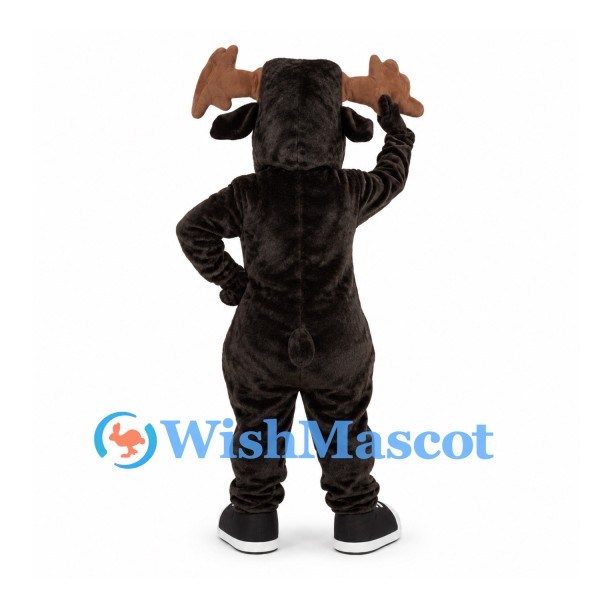 Moose Mascot Costume in Dark Brown with Large Antlers