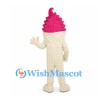 Ice Cream Cone Mascot Costume with Pink Soft Serve and Cream Waffle Body