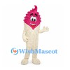 Ice Cream Cone Mascot Costume with Pink Soft Serve and Cream Waffle Body