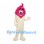 Ice Cream Cone Mascot Costume with Pink Soft Serve and Cream Waffle Body
