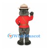 Mountie Beaver Mascot Costume with Red Uniform and Tan Hat