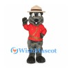 Mountie Beaver Mascot Costume with Red Uniform and Tan Hat