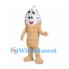 Ice Cream Cone Mascot Costume with White Soft Serve and Chocolate Sprinkles