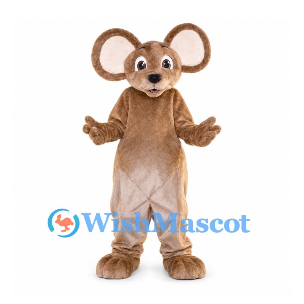 Mouse Mascot Costume in Tan with Large Round Ears