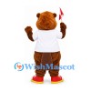 Beaver Mascot Costume with White Shirt and Red Sneakers