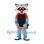 Raccoon Mascot Costume with Black Red and Blue Shirt