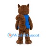 Squirrel Mascot Costume in Brown with Blue Shirt and Buck Teeth