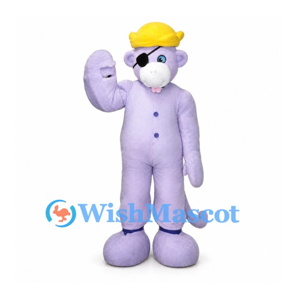 Mouse Mascot Costume in Lavender with Yellow Sailor Cap