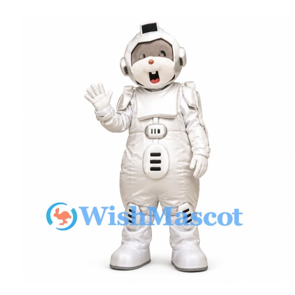 Astronaut Mascot Costume with White Space Suit and Helmet