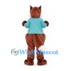 Fox Mascot Costume with Teal Shirt and White Belly