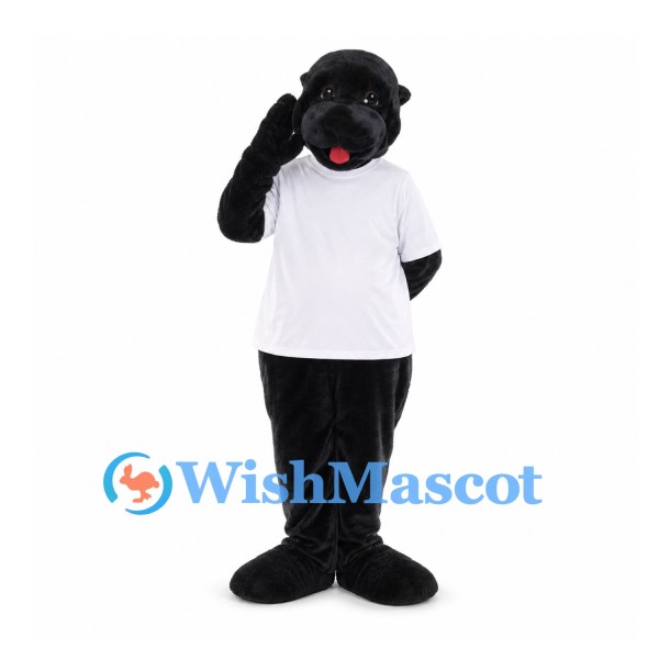 Gorilla Mascot Costume in Black with White T-Shirt