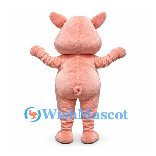 Pig Mascot Costume in Pink with Round Belly and Curly Tail