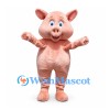 Pig Mascot Costume in Pink with Round Belly and Curly Tail