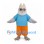 Bird Mascot Costume with Glasses Blue Shirt and Orange Shorts