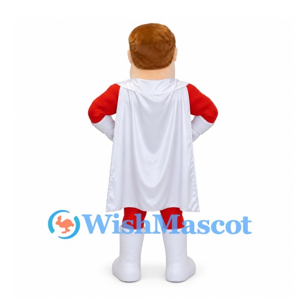 Superhero Mascot Costume with Red Suit and White Cape