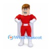 Superhero Mascot Costume with Red Suit and White Cape