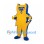 Superhero Cat Mascot Costume in Yellow with Blue Mask and Trim