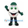 Egg Mascot Costume with Green Cap and Smiling Face