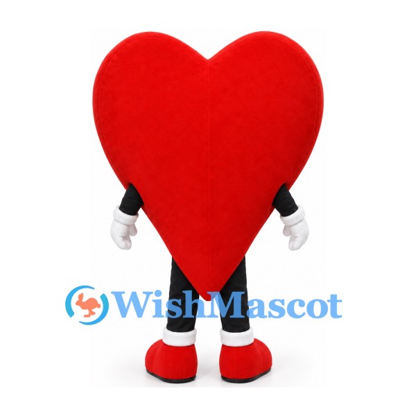 Heart Mascot Costume in Red with White Gloves and Red Shoes