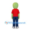Alien Mascot Costume in Green with Red Shirt and Blue Pants