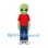 Alien Mascot Costume in Green with Red Shirt and Blue Pants