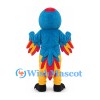 Parrot Mascot Costume with Blue Wings Yellow Belly and Red Tail Feathers