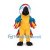 Parrot Mascot Costume with Blue Wings Yellow Belly and Red Tail Feathers