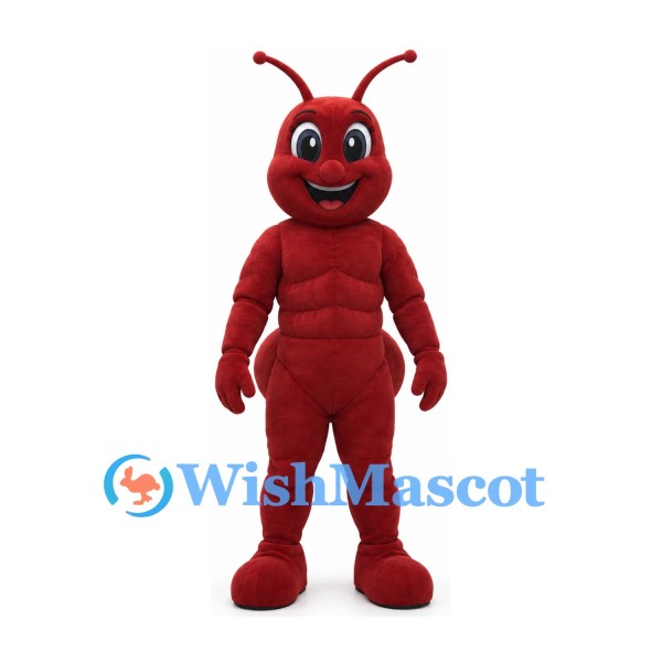 Ant Mascot Costume in Red with Segmented Body and Antennae