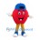 Red Ball Mascot Costume with Blue Cap and Yellow Legs