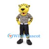 Leopard Mascot Costume with Gray Shirt and Black Pants