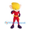 Superhero Monkey Mascot Costume with Yellow Hair and Red Outfit