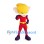 Superhero Monkey Mascot Costume with Yellow Hair and Red Outfit