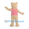 Bear Mascot Costume in Cream with Pink Sleeveless Shirt