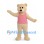 Bear Mascot Costume in Cream with Pink Sleeveless Shirt