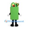 Grocery Bag Mascot Costume in Green with Fruit and Vegetable Details