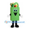 Grocery Bag Mascot Costume in Green with Fruit and Vegetable Details