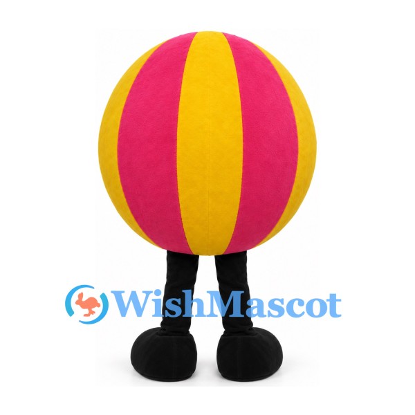 Beach Ball Mascot Costume with Pink and Yellow Stripes