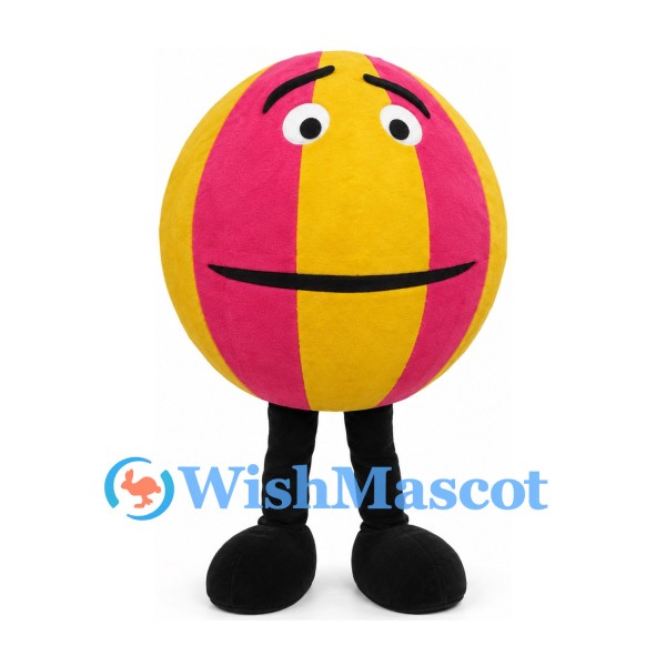 Beach Ball Mascot Costume with Pink and Yellow Stripes