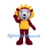 Lion Mascot Costume in Burgundy with Yellow Mane and Belly
