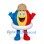 Beach Ball Mascot Costume with Red Yellow and Blue Panels and Tan Cap