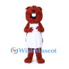 Beaver Mascot Costume in Reddish Brown with White Apron