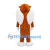 Angel Beaver Mascot Costume with White Wings and Cream Chest