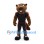 Beaver Mascot Costume with Black Sports Uniform and Shoulder Pads