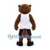 Beaver Mascot Costume with White Tank Top and Black Shorts