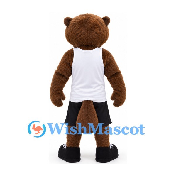 Beaver Mascot Costume with White Tank Top and Black Shorts