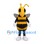 Bee Mascot Costume with Black and Yellow Stripes and Gray Wings